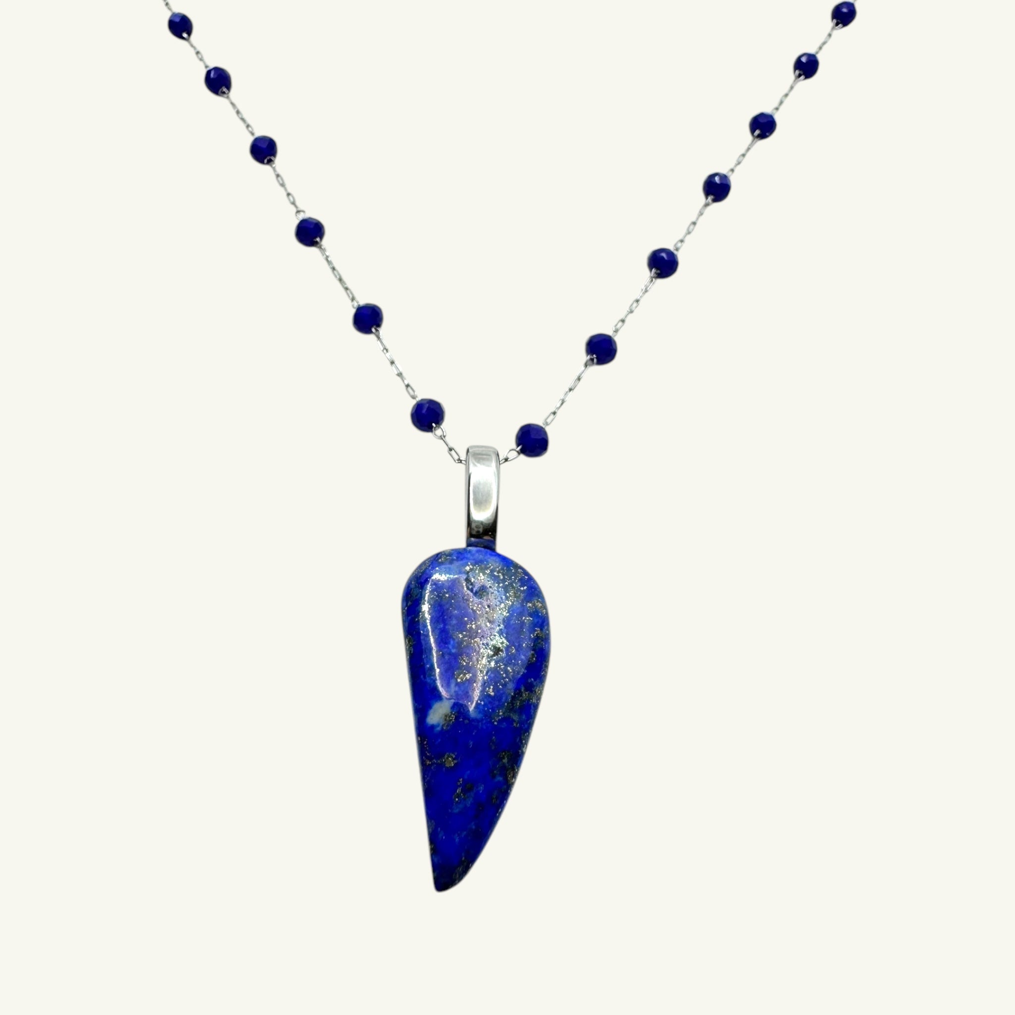Collana lapislazzuli goccia 25x12 mm Sharifa Crystals